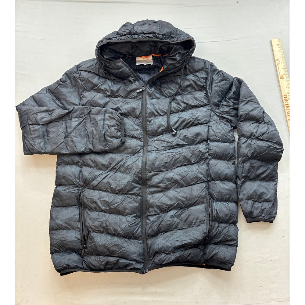 Contempo Mens Black Quilted Hooded Puffer Jacket Size EEG Extra Large